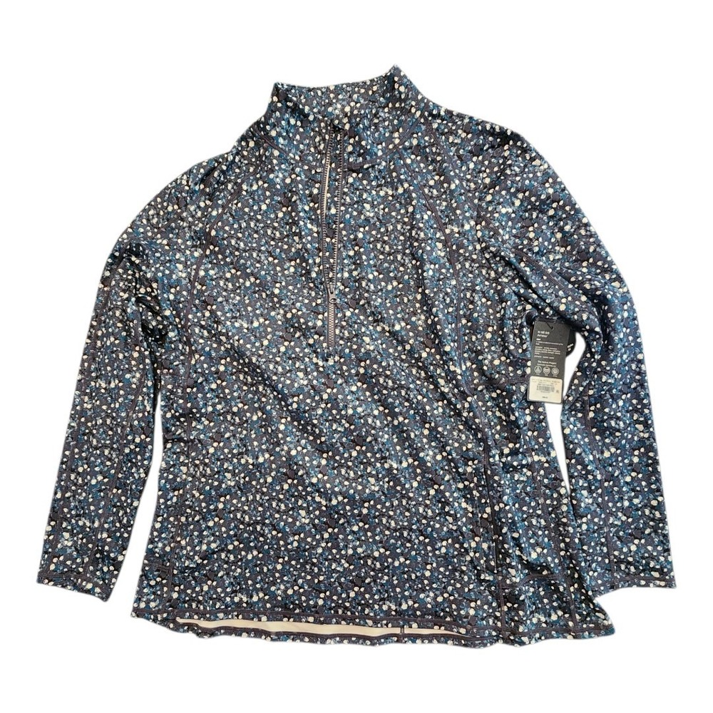 NWT Kinesis Half-Zip‎ Women's Pull Over Fern Daisy Size 2X Zip Pockets Stretch